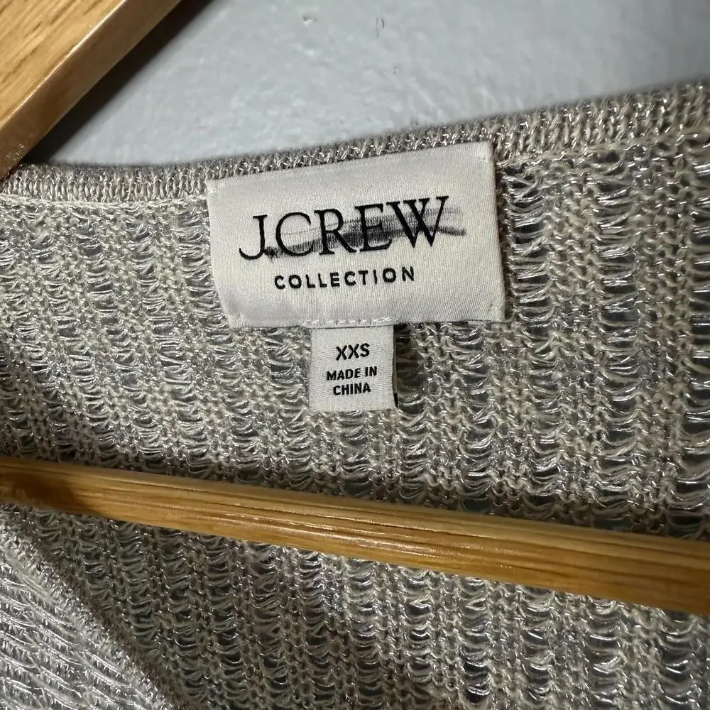 J.Crew‎ Collection metallic open-weave sweater Silver